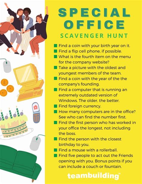 corporate scavenger hunt ideas.